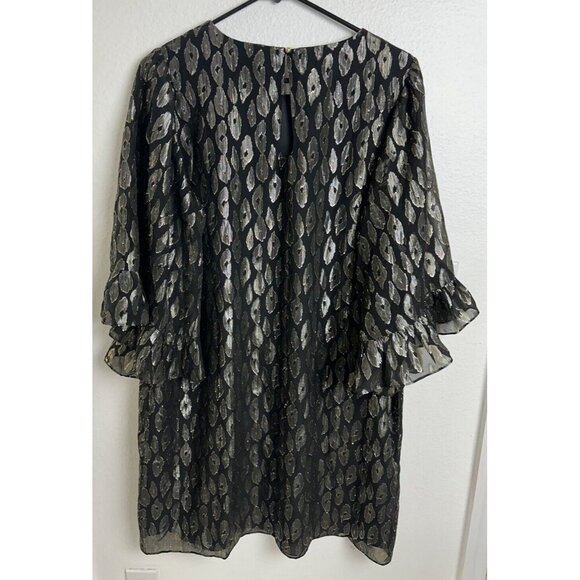 Lilly Pulitzer Francis Silk Dress In Onyx Leopard Metallic Black Size L New $248 - Picture 14 of 14